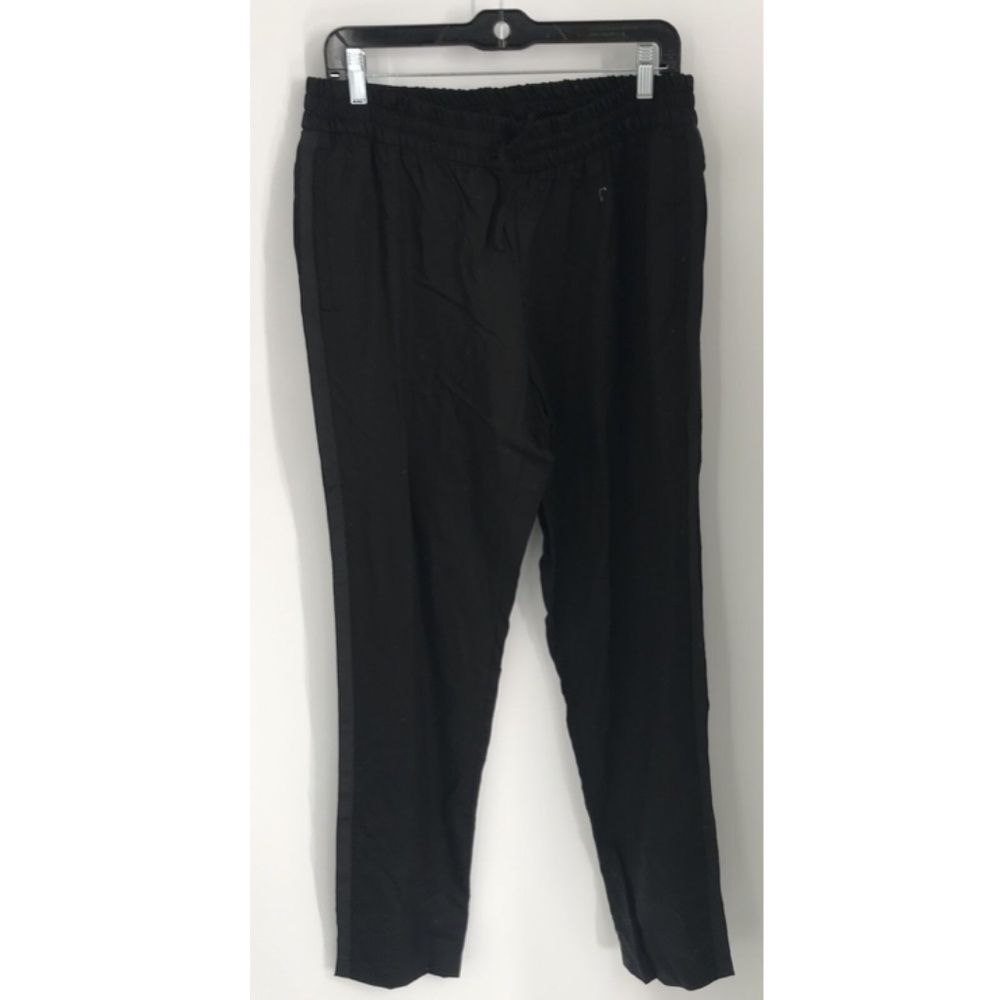 NWT Ovadia & Sons mens black elastic waist pants w/ ribbon trim on sides sz L
